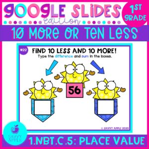 10 More 10 Less Place Value 1st Grade - Google Slides Distance Learning