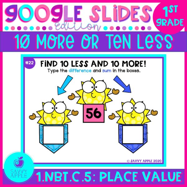 10 More 10 Less Place Value 1st Grade - Google Slides Distance Learning