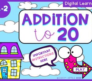 Addition to 20 Digital Learning Distance Learning Interactive PDF