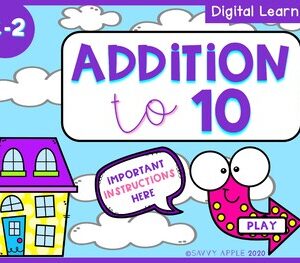Addition to 10 Digital Learning Distance Learning Interactive PDF