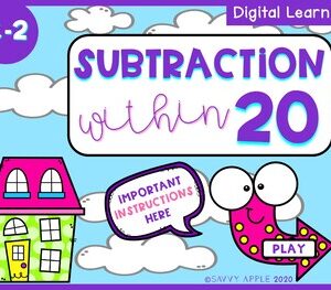 Subtraction Within 20 Digital Learning Distance Learning Interactive PDF