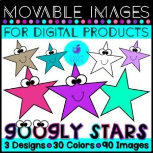Movable Images - Googly Stars Clip Art - Digital Learning Distance Learning