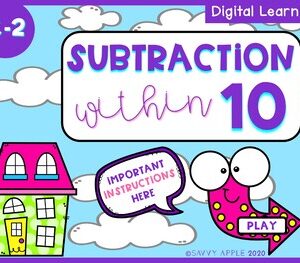 Subtraction Within 10 Digital Learning Distance Learning Interactive PDF