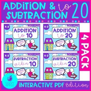 Addition and Subtraction within 20 Interactive PDF Bundle Distance Learning