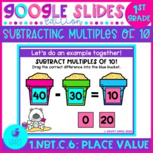 Subtracting Multiples of 10 1st Grade - Google Slides Distance Learning