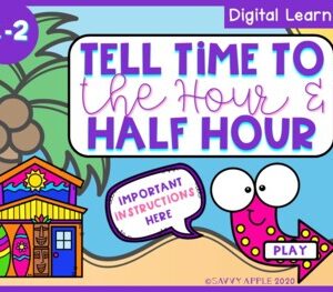 Telling Time to Hour and Half Digital Learning Distance Learning Interactive PDF
