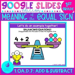 Meaning of Equal Sign Google Slides Distance Learning 1st Grade Math