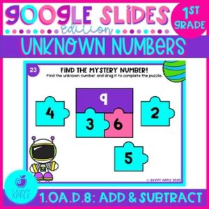 Missing Numbers in Equations Google Slides Distance Learning 1st Grade Math