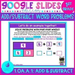 Addition and Subtraction Word Problems 1st Grade Google Slides Distance Learning