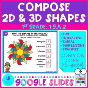 Compose Shapes - 2D and 3D Shapes 1st Grade Math Google Slides Distance Learning