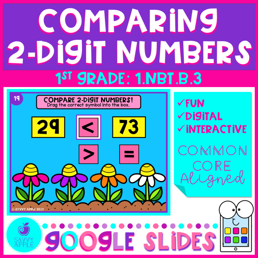  comparing 2 digit numbers spring theme google slides savvy apple