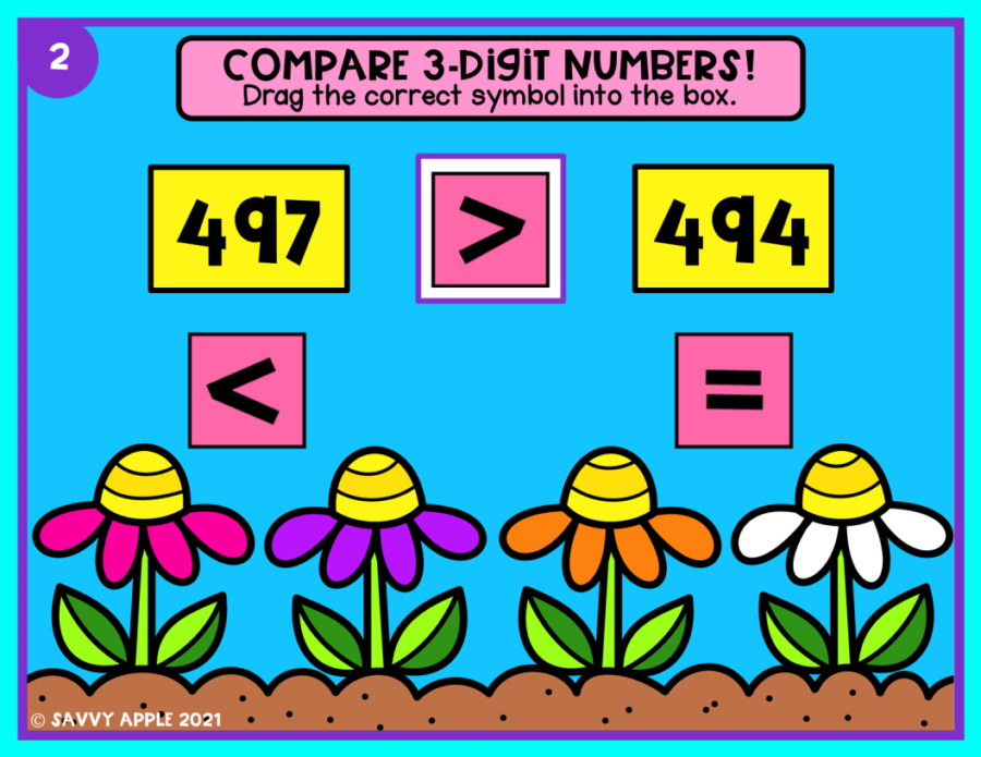 comparing-3-digit-numbers-spring-theme-google-slides-savvy-apple